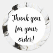 Schwarzweißmarmor Vielen Dank Runder Aufkleber (Vorderseite)