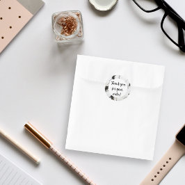 Schwarzweißmarmor Vielen Dank Runder Aufkleber