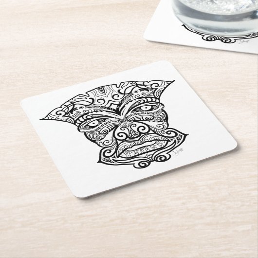 Schwarzweißmaske Rechteckiger Pappuntersetzer (angewinkelt)