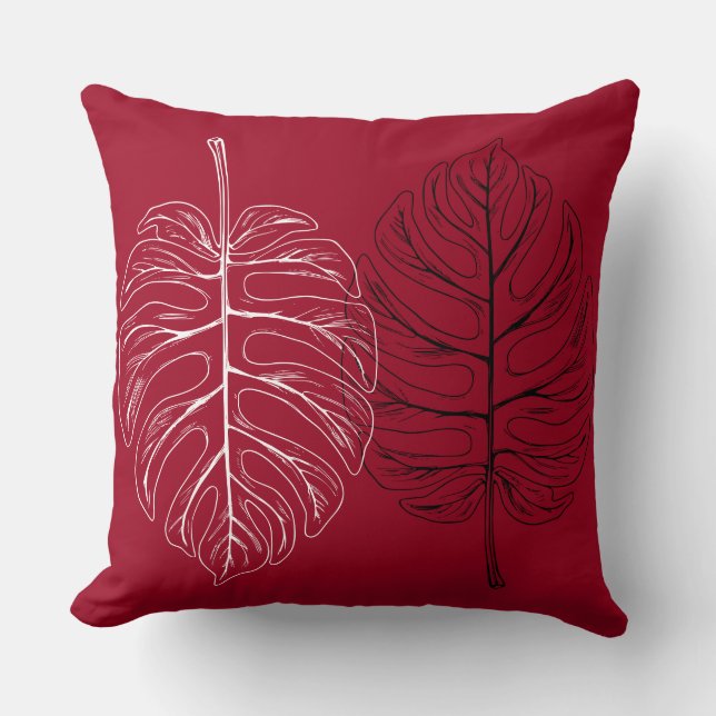 Schwarzweißmonstera Kissen (Vorderseite)