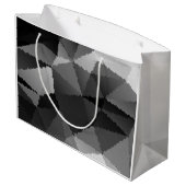 Schwarzweißmosaikmuster Große Geschenktüte (Rückseite Schrägansicht)