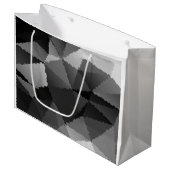 Schwarzweißmosaikmuster Große Geschenktüte (Vorderseite Schrägansicht)