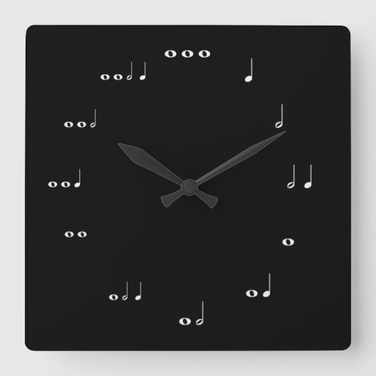 Schwarzweißmusik Quadratische Wanduhr (Vorderseite)