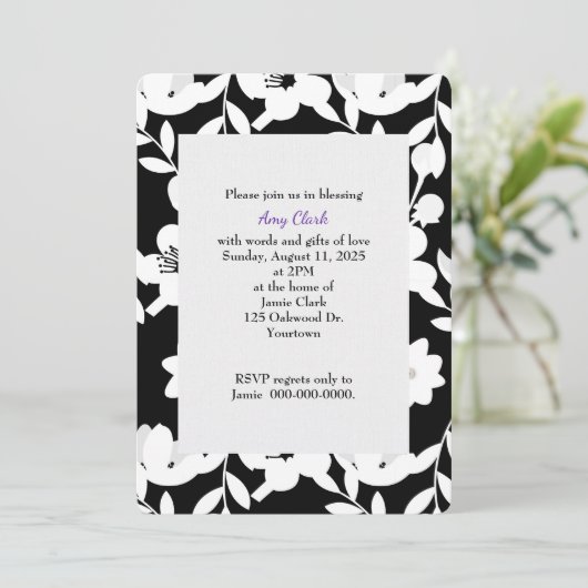 Schwarzweißmuster-Brautparty Einladung (Stehend Vorderseite)