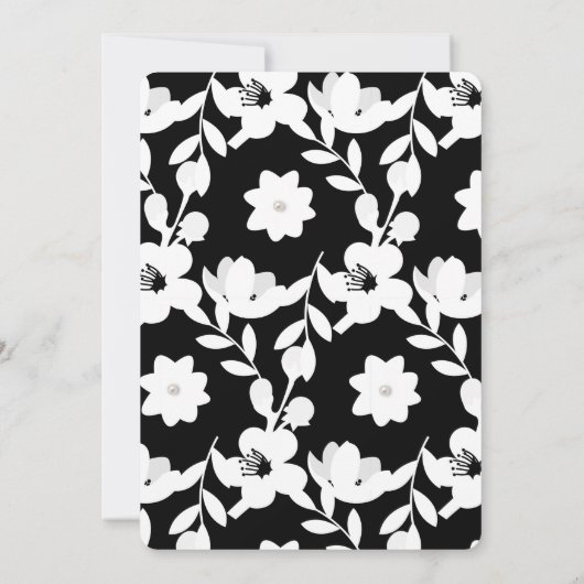 Schwarzweißmuster-Brautparty Einladung (Rückseite)