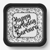 Schwarzweißmuster des 85. Party Pappteller (Vorderseite)