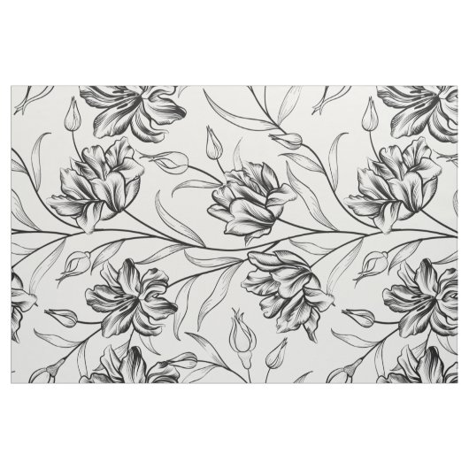 Schwarzweißmuster für Vintage Blume Stoff (Yard (91,4 cm))