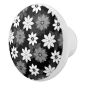 Schwarzweißmuster, Graumuster, nahtlose Blume Keramikknauf (Rechts)