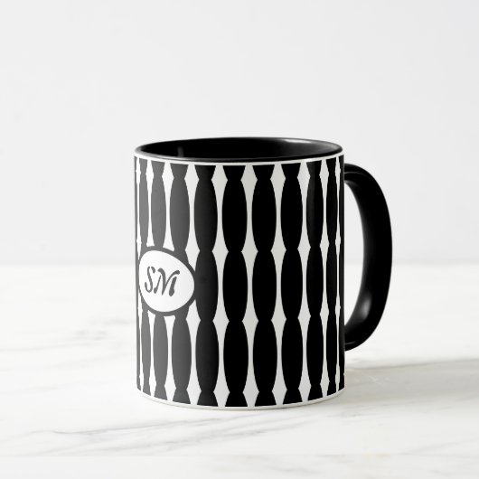 Schwarzweißmuster, Ihre Initialen oder Monogramme Tasse (VorderseiteRechts)