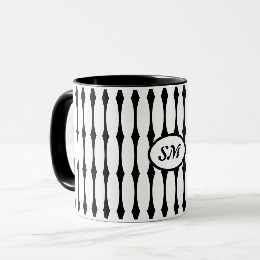 Schwarzweißmuster, Ihre Initialen oder Monogramme Tasse (Vorderseite Links)