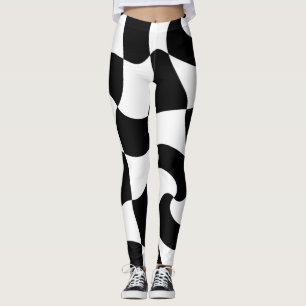 Schwarzweißmuster im Schachbrett Leggings