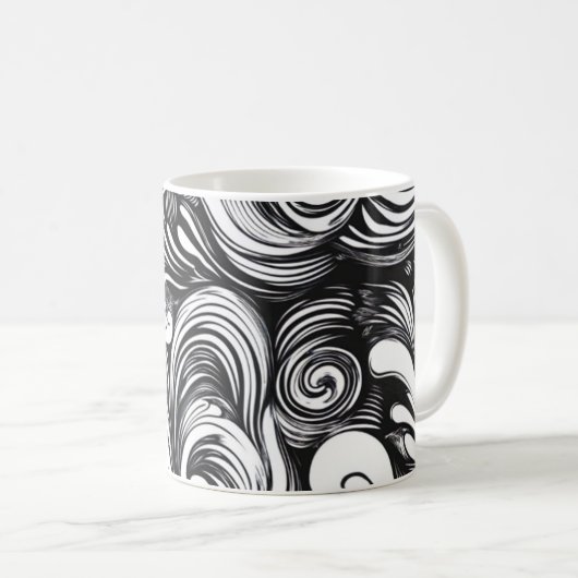 Schwarzweißmuster Kaffeetasse (VorderseiteRechts)