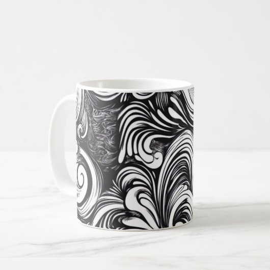 Schwarzweißmuster Kaffeetasse (Vorderseite Links)
