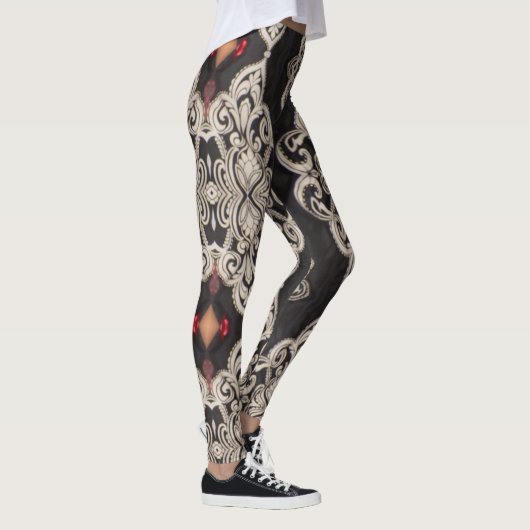 Schwarzweißmuster-Leggings Leggings (Rechts)