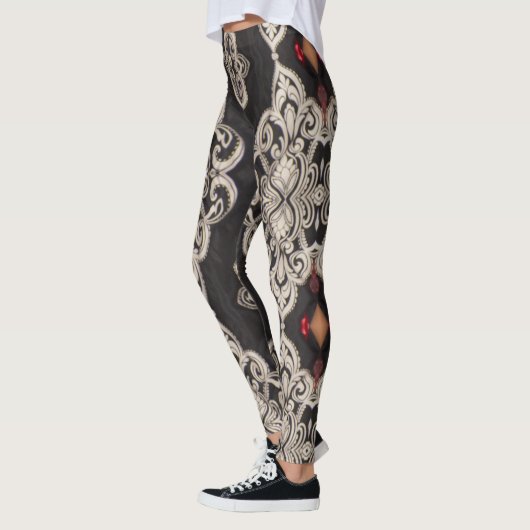 Schwarzweißmuster-Leggings Leggings (Links)
