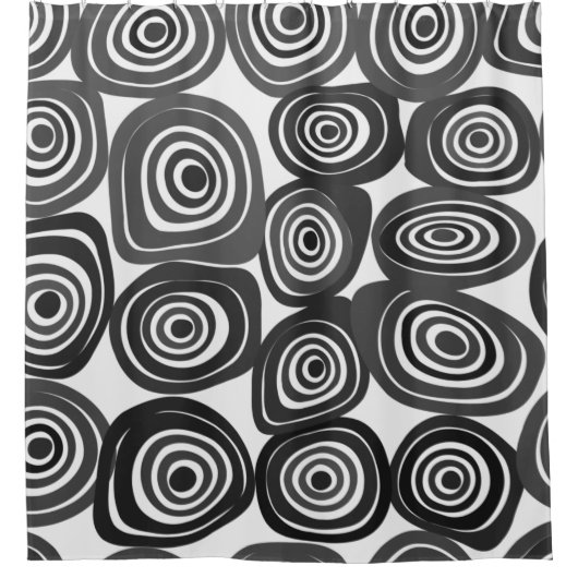 Schwarzweißmuster mit abstrakten Formen Duschvorhang (Vorderseite)