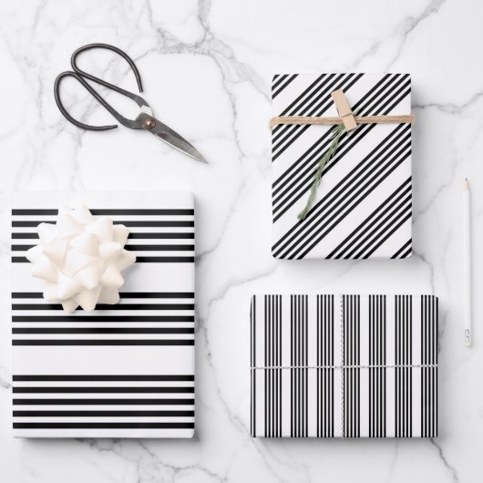 Schwarzweißmuster mit fünf Streifen Geschenkpapier Set (Vorderseite)