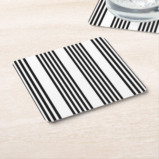 Schwarzweißmuster mit fünf Streifen Rechteckiger Pappuntersetzer (angewinkelt)