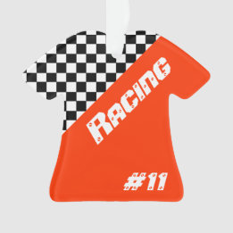 Schwarzweißmuster mit orangefarbenem Karo Ornament