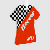 Schwarzweißmuster mit orangefarbenem Karo Ornament (Vorderseite)