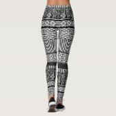 Schwarzweißmuster mit Spitze und Patchworkelemente Leggings (Rückseite)