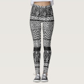 Schwarzweißmuster mit Spitze und Patchworkelemente Leggings (Vorderseite)