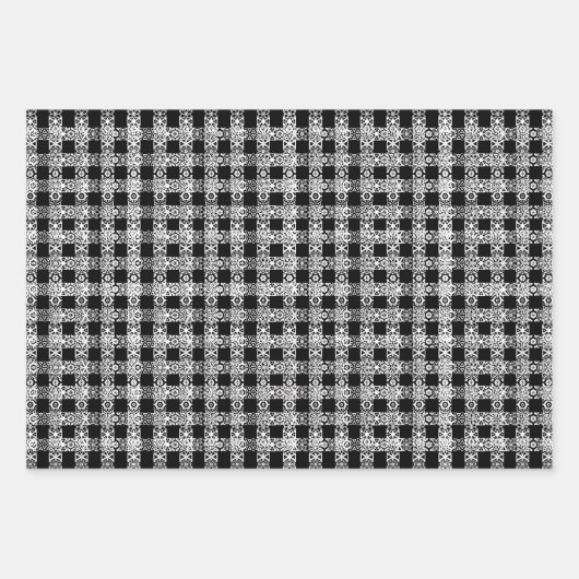 Schwarzweißmuster niedlich geschenkpapier set (Vorderseite)