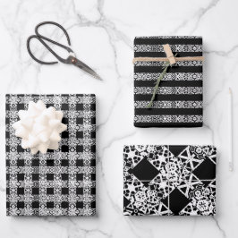 Schwarzweißmuster niedlich geschenkpapier set