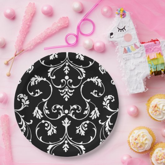 Schwarzweißmuster Pappteller (Party)