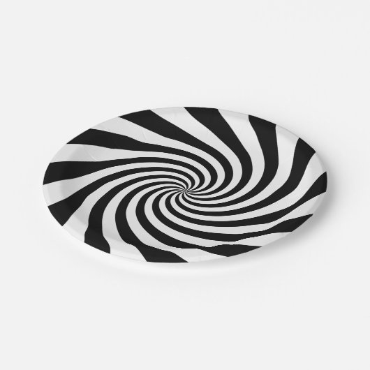 Schwarzweißmuster Pappteller (Schrägansicht)