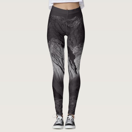Schwarzweißnachthimmel Leggings (Vorderseite)