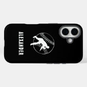 Schwarzweißname männlicher Spieler Baseball-Pitche Case-Mate iPhone Hülle (Rückseite (Horizontal))