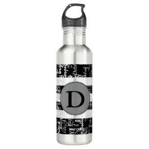 Schwarzweißnamen personalisiert trinkflasche