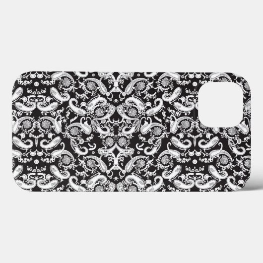 Schwarzweißpaisley Case-Mate iPhone Hülle (Rückseite (Horizontal))