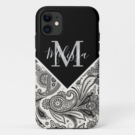 Schwarzweißpaisley Case-Mate iPhone Hülle (Rückseite)
