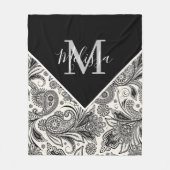 Schwarzweißpaisley Fleecedecke (Vorderseite)