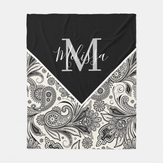 Schwarzweißpaisley Fleecedecke (Vorderseite)