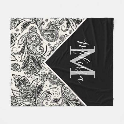Schwarzweißpaisley Fleecedecke (Vorderseite (Horizontal))