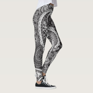 Schwarzweißpaisley Leggings