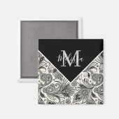 Schwarzweißpaisley Magnet (Vorderseite/Rückseite)