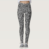 Schwarzweißpaisley-Muster Leggings (Vorderseite)