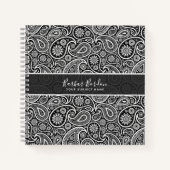 Schwarzweißpaisley-Muster Notizbuch (Vorderseite)