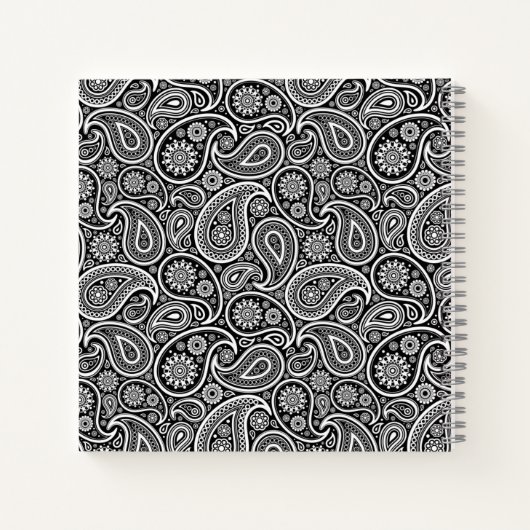 Schwarzweißpaisley-Muster Notizbuch (Rückseite)