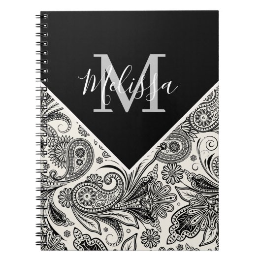 Schwarzweißpaisley Notizblock (Vorderseite)