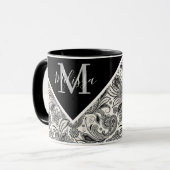 Schwarzweißpaisley Tasse (Vorderseite Links)