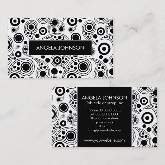 Schwarzweißpaisley Visitenkarte (Vorne/Hinten)