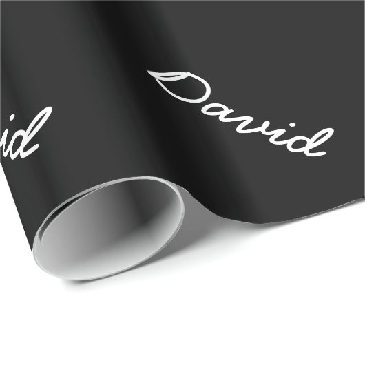 Schwarzweißpapier für Männer mit Namen Geschenkpapier (Rolleneckpunkt)