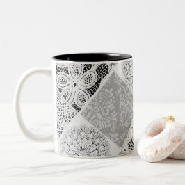 Schwarzweißpatchwork Lace Coffee Tasse