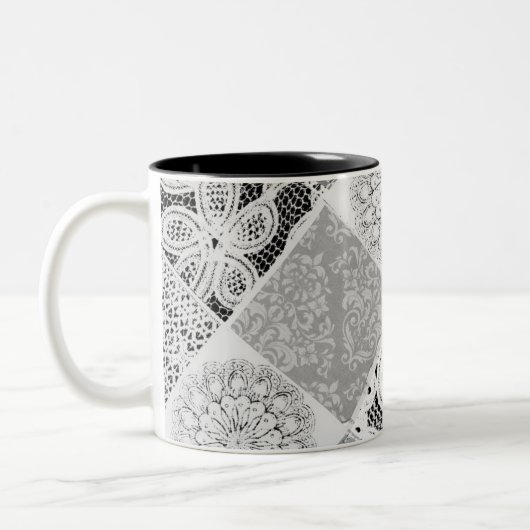 Schwarzweißpatchwork Lace Coffee Tasse (Links)
