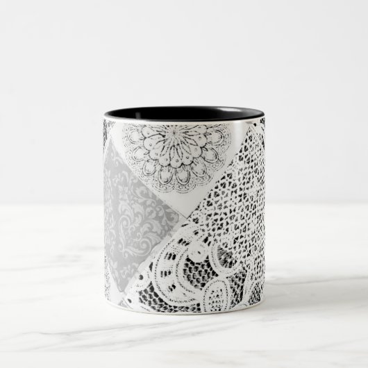 Schwarzweißpatchwork Lace Coffee Tasse (Mittel)